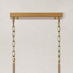 Rectangular gold-tone canopy with twin chains and rod connections.