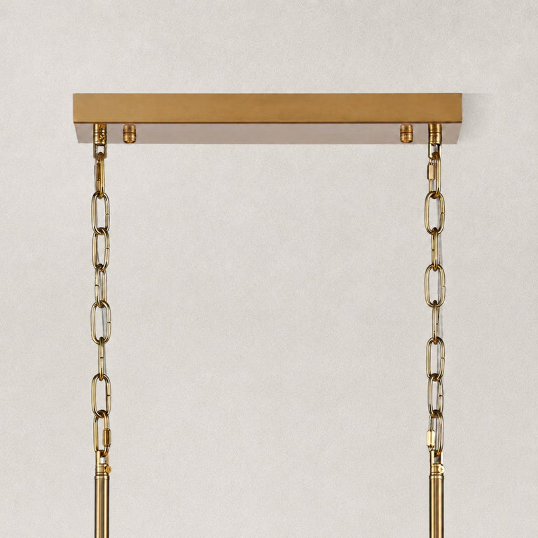 Rectangular gold-tone canopy with twin chains and rod connections.