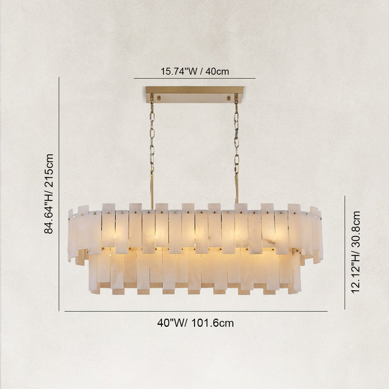 40-inch two-tier panel chandelier dimension drawing.
