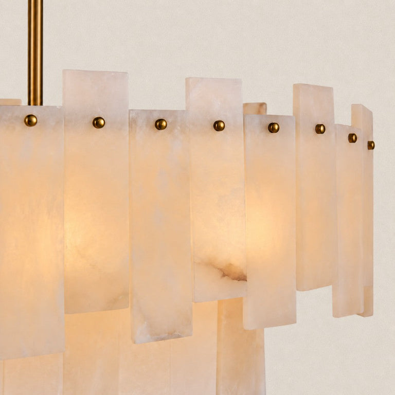 Illuminated white-panel and gold-tone fastener detail.