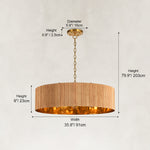 Dimensions of the oak ribbed drum chandelier