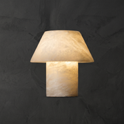 Pearl Modern Alabaster Table Lamp Mushroom by Dalmivik, complete fixture view