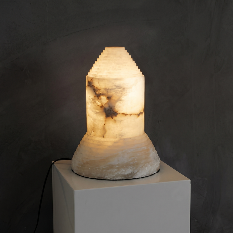 Pearl Modern Bedroom Table Lamp by Dalmivik, complete fixture view
