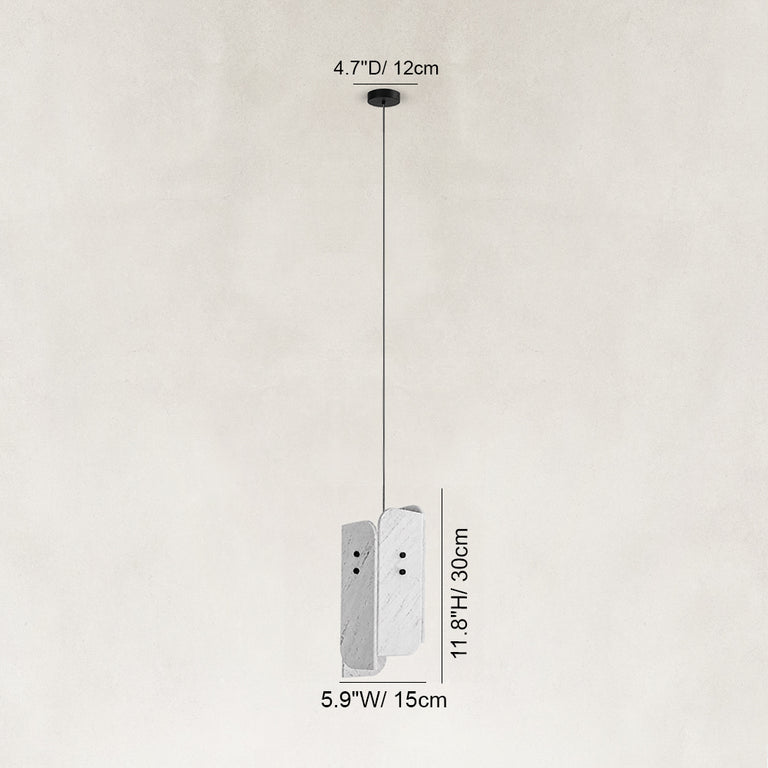 Dimension diagram for Offset White Marble Blade Pendant
