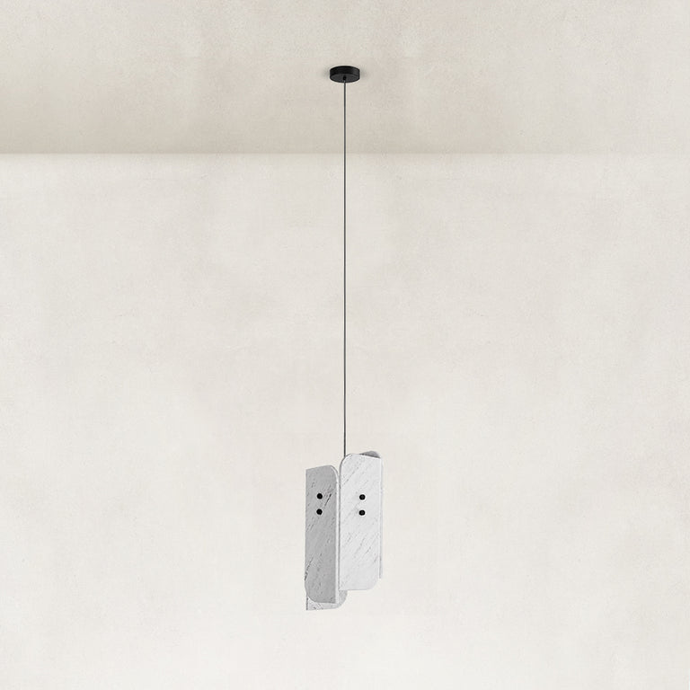 Product detail of Offset White Marble Blade Pendant against a neutral background