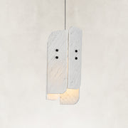 Product detail of Offset White Marble Blade Pendant against a neutral background