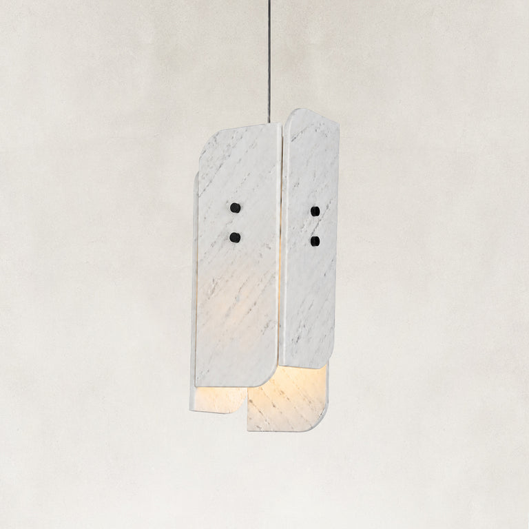 Product detail of Offset White Marble Blade Pendant against a neutral background