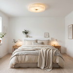Orbita Alabaster Flush Mount Ceiling Light by Dalmivik, complete fixture view