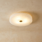 Orbita Alabaster Flush Mount Ceiling Light by Dalmivik, complete fixture view