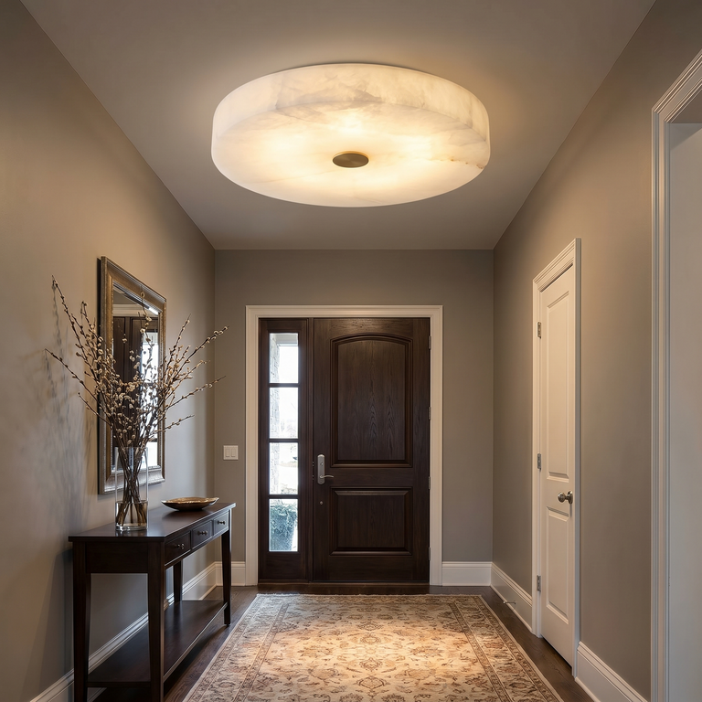 Orbita Alabaster Flush Mount Ceiling Light by Dalmivik, product or room detail view