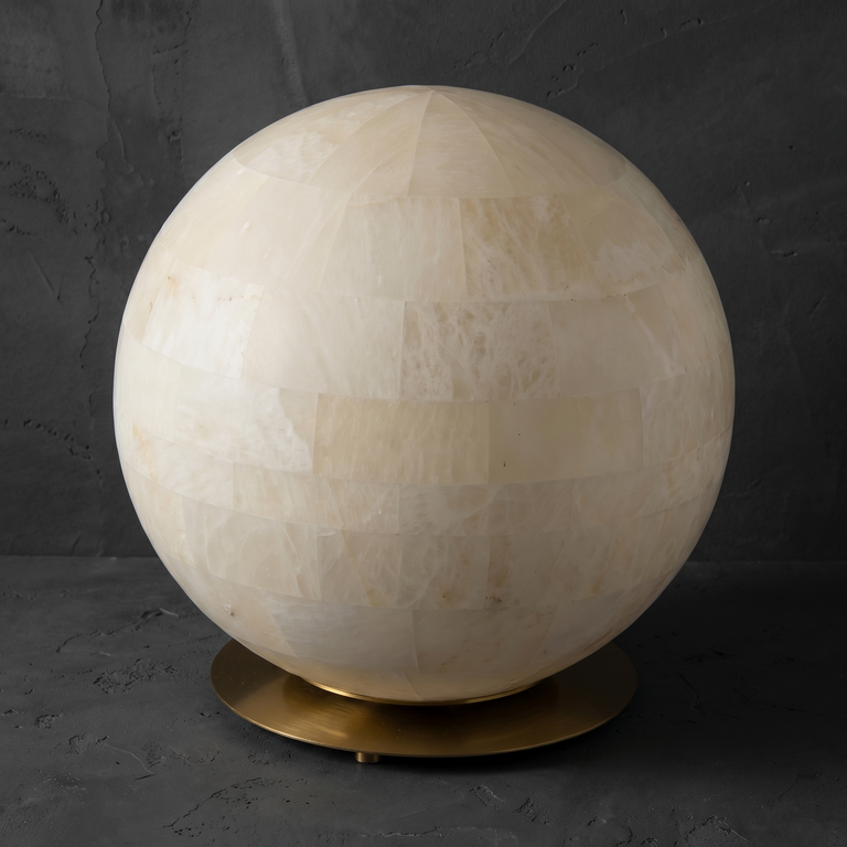 Orbita Alabaster Sphere Table Lamp 11.8" by Dalmivik, complete fixture unlit