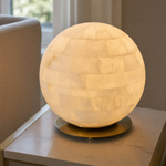 Orbita Alabaster Sphere Table Lamp 11.8" by Dalmivik, furnished room view