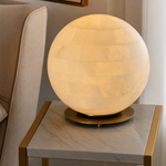Orbita Alabaster Sphere Table Lamp 11.8" by Dalmivik, furnished room or product detail view