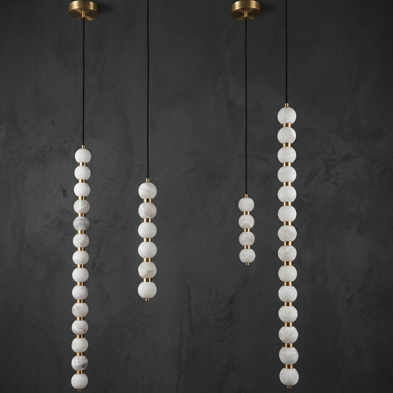 Orbita Modern Veritical Island Pendant Light by Dalmivik, complete fixture view