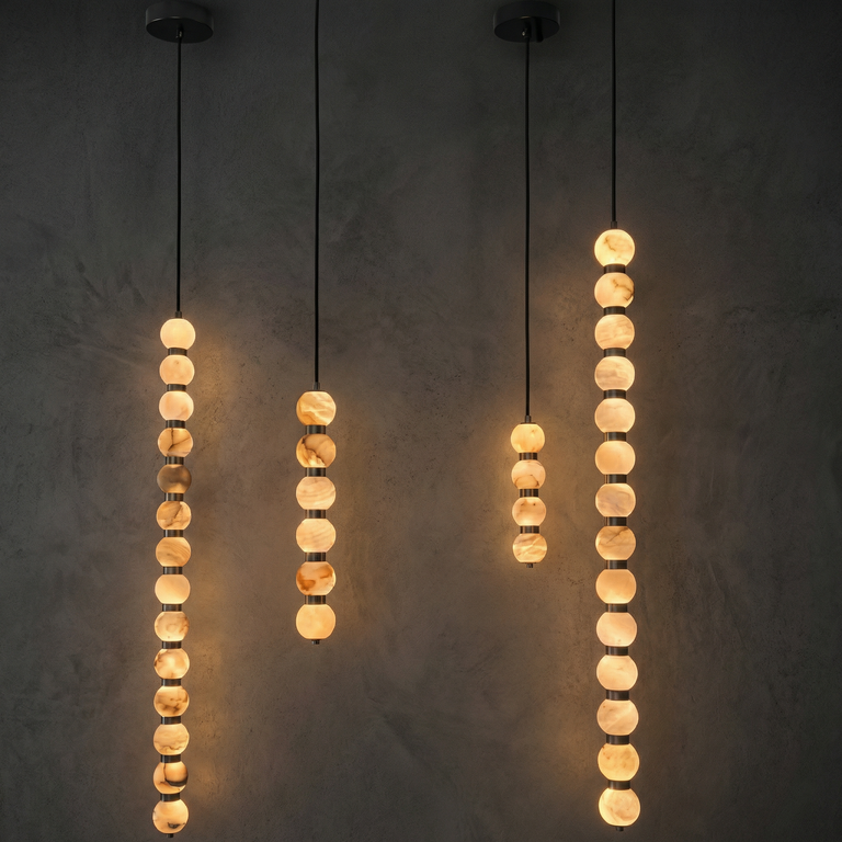 Orbita Modern Veritical Island Pendant Light by Dalmivik, complete fixture view
