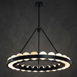 Orbita Modern Alabaster Round Chandelier by Dalmivik, complete fixture view