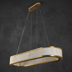 Vivian Alabaster Modern Oval Chandelier by Dalmivik, complete fixture view
