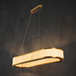 Vivian Alabaster Modern Oval Chandelier by Dalmivik, complete fixture view
