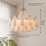 Pearl Reverie Glass Petal Chandelier dimension and specification diagram