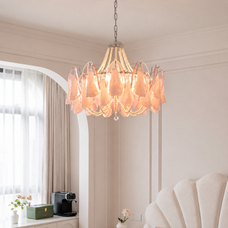Pearl Reverie Glass Petal Chandelier
