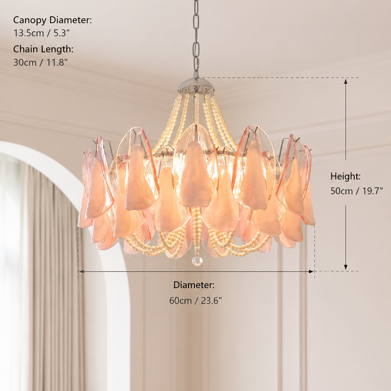 Pearl Reverie Glass Petal Chandelier