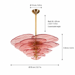 Petal Cascade Sculptural Glass Chandelier dimension and specification diagram