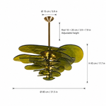 Petal Cascade Sculptural Glass Chandelier dimension and specification diagram