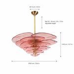 Petal Cascade Sculptural Glass Chandelier dimension and specification diagram