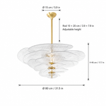 Petal Cascade Sculptural Glass Chandelier dimension and specification diagram