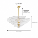 Petal Cascade Sculptural Glass Chandelier dimension and specification diagram