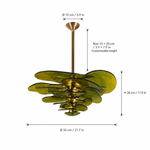 Petal Cascade Sculptural Glass Chandelier dimension and specification diagram