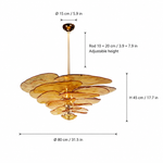 Petal Cascade Sculptural Glass Chandelier dimension and specification diagram