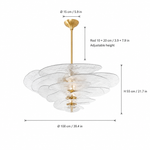 Petal Cascade Sculptural Glass Chandelier dimension and specification diagram