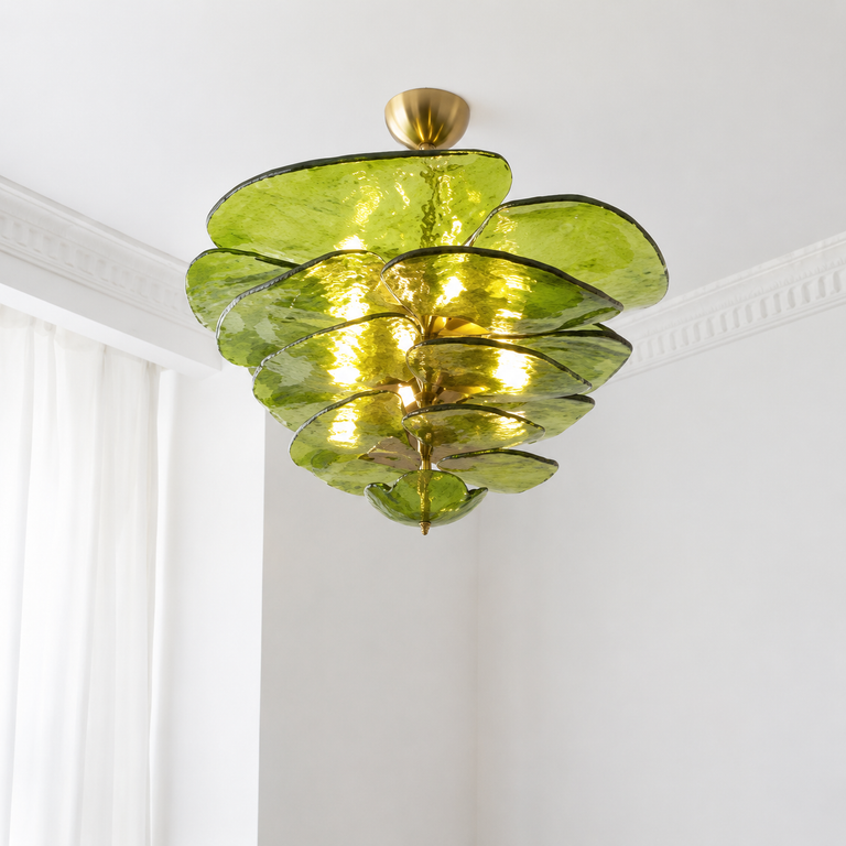 Petal Cascade Sculptural Glass Chandelier