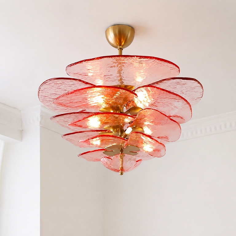 Petal Cascade Sculptural Glass Chandelier