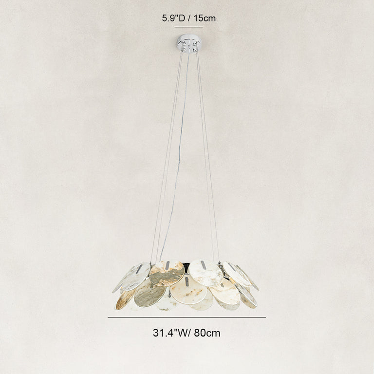 Dimension diagram for Petal Marble Chandelier 31.5"