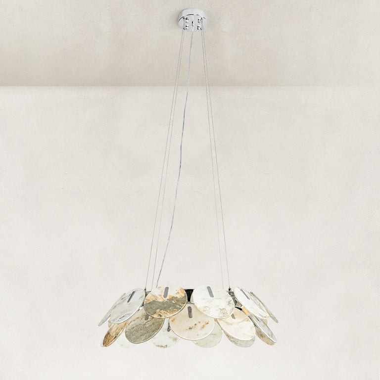 Product detail of Petal Marble Chandelier 31.5" against a neutral background
