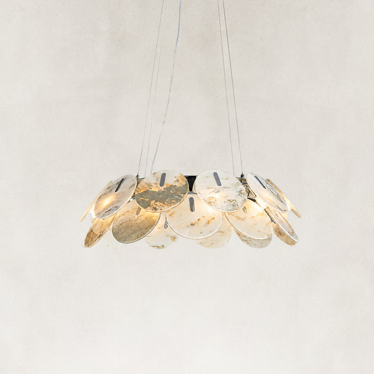 Product detail of Petal Marble Chandelier 31.5" against a neutral background