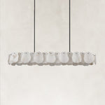 Unlit black oval petal chandelier.