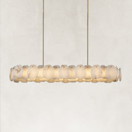 Petal Oval LED Chandelier in brass finish, complete fixture