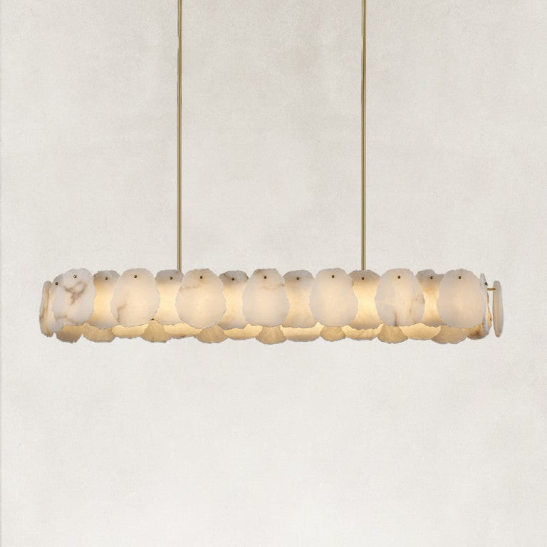 Petal Oval LED Chandelier in brass finish, complete fixture
