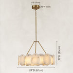 24-inch brass-tone petal chandelier dimension drawing.