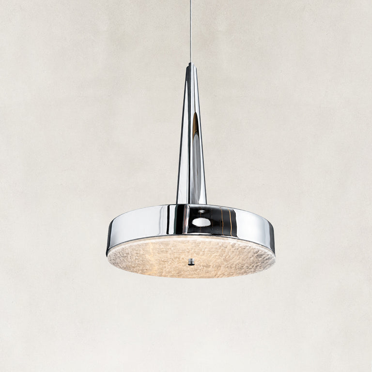 Product detail of Polished Chrome Marble Drum Pendant against a neutral background
