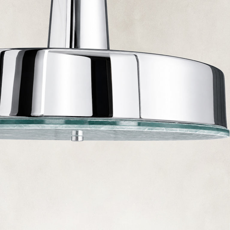 Product detail of Polished Chrome Marble Drum Pendant against a neutral background