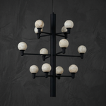 Ramo Globe Black Alabaster Chandelier by Dalmivik, complete fixture view