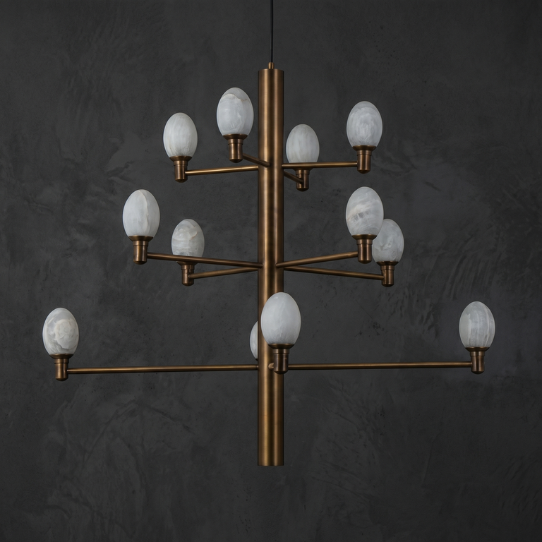 Ramo Brass Living Room Chandelier by Dalmivik, complete fixture view