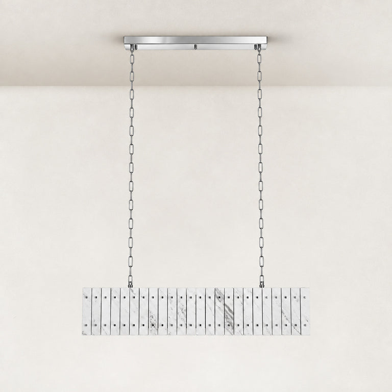 Rectangular Marble Island Pendant 47.2" in Chrome metal finish, shown as a complete fixture