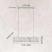 Dimension diagram for Rectangular Marble Island Pendant
