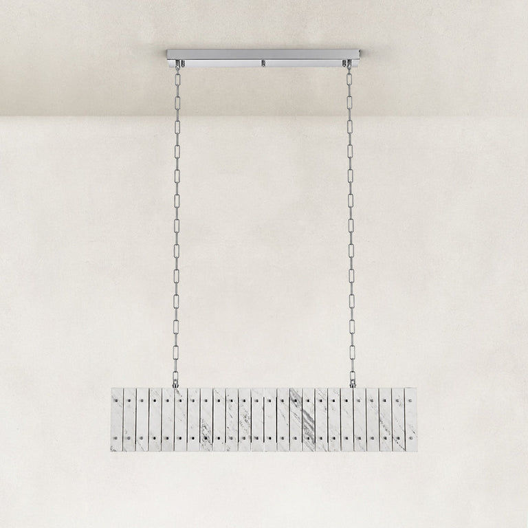 Rectangular Marble Island Pendant shown in full against a neutral background