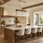 Rectangular Marble Island Pendant installed above a kitchen island